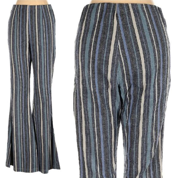 Free People Retro Stripe Small Blue Flares - Picture 1 of 5